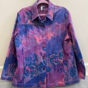 Winter Sun Medium floral print button down cotton jacket